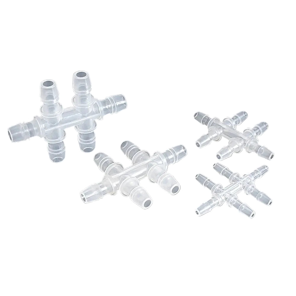 6-Way Plastic Barbed Hose Connector — Pipe Splitter Tubing Fitting (3.9mm–7.9mm)