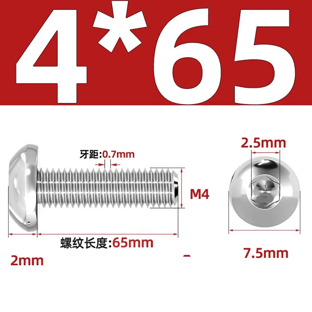 M1.6–M5 A2 Stainless Steel Button Head Socket Cap Screws – Round Pan Head, Hex Drive, Fully Threaded