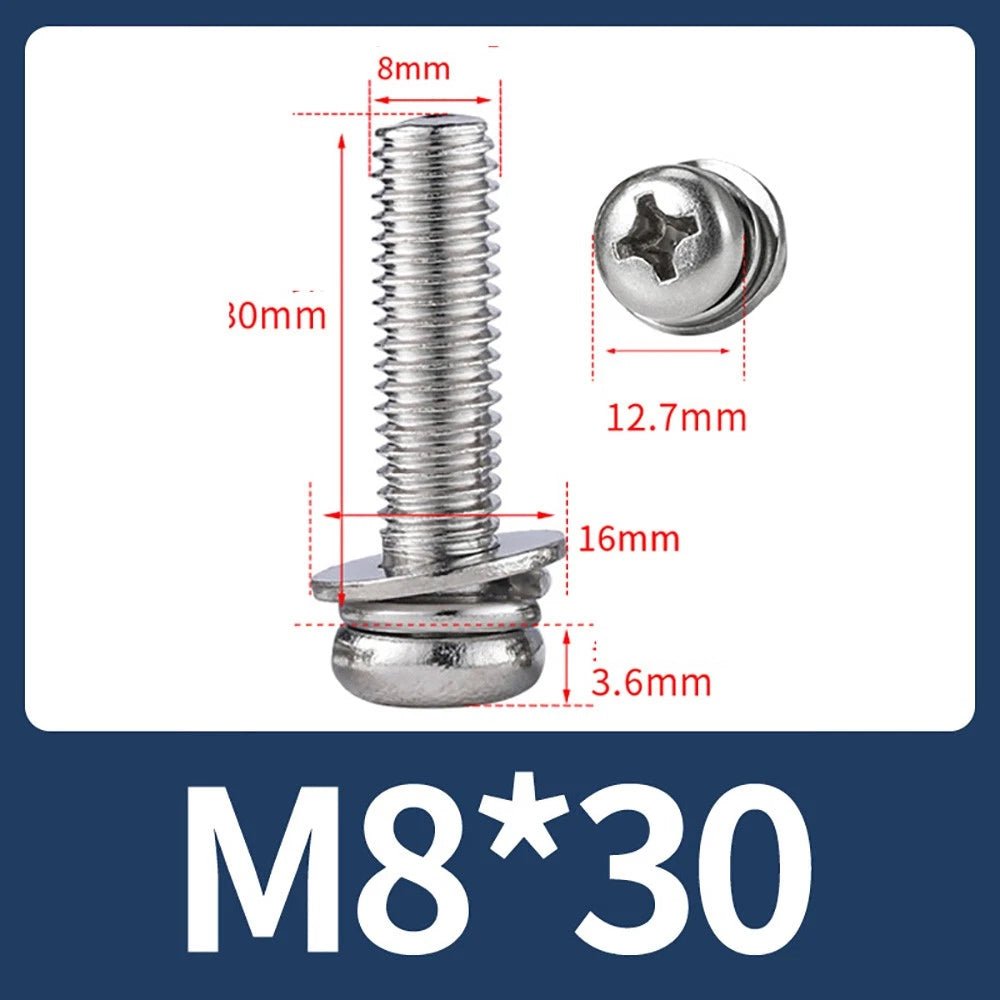 M2–M10 Phillips Button Head Machine Screws — 304 Stainless Steel - HomeDIYer