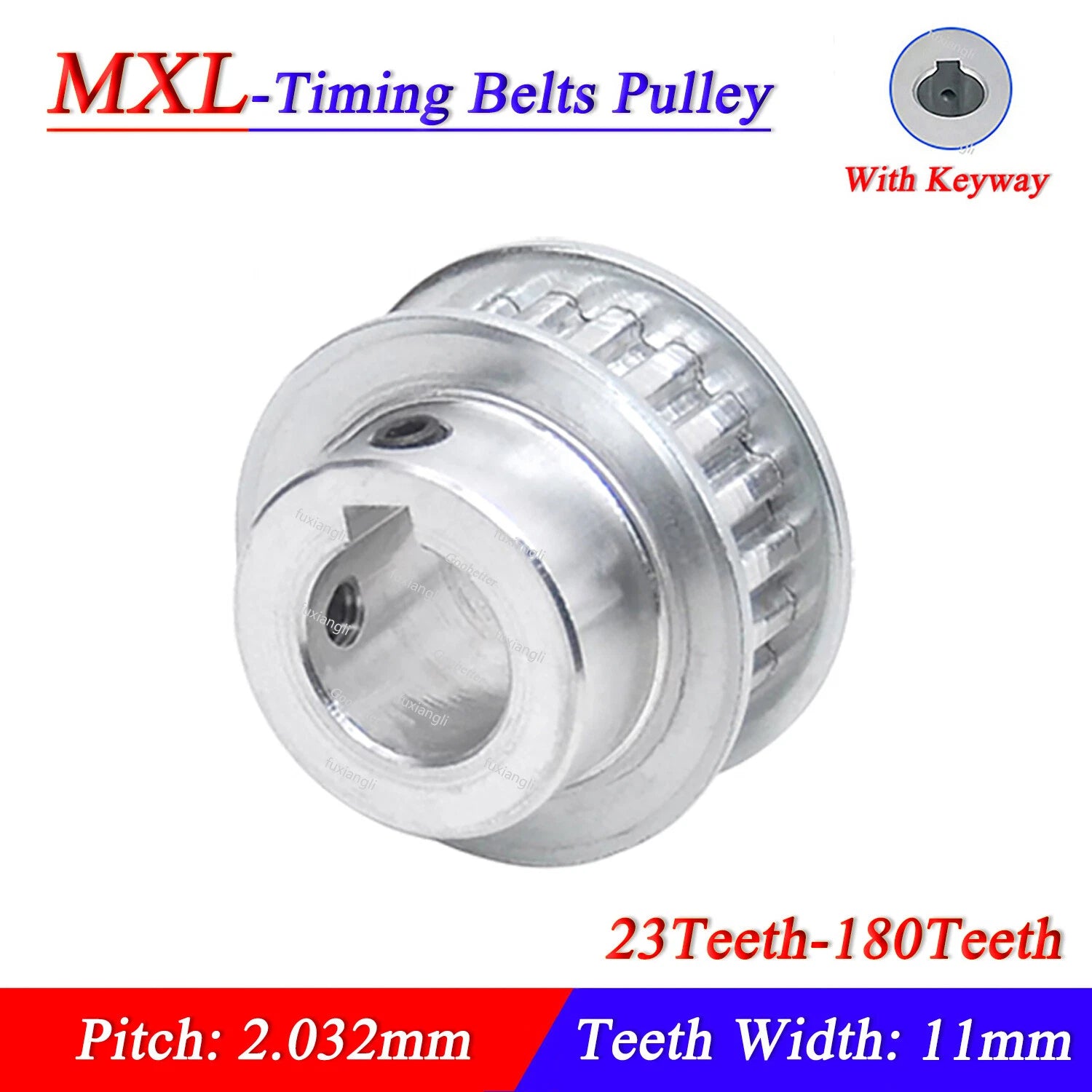 MXL 24T-180T Timing Belt Pulley Pitch 2.032mm With Keyway CNC Drive Width 11mm