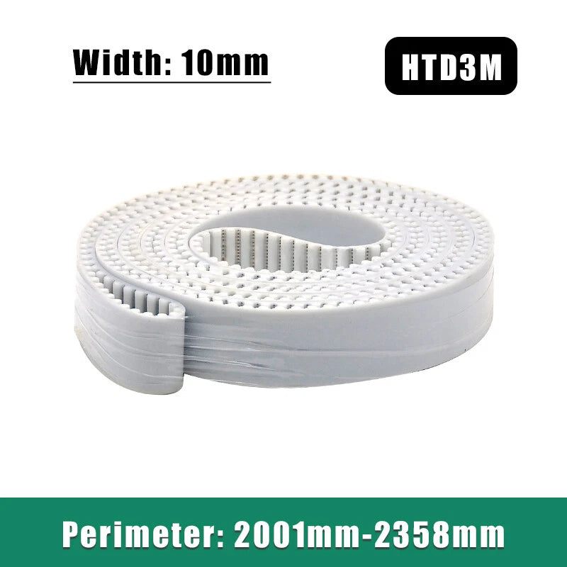 HTD3M Timing Belt Closed Loop — PU Steel Wire, 10mm Wide, 2001–2358mm Perimeter