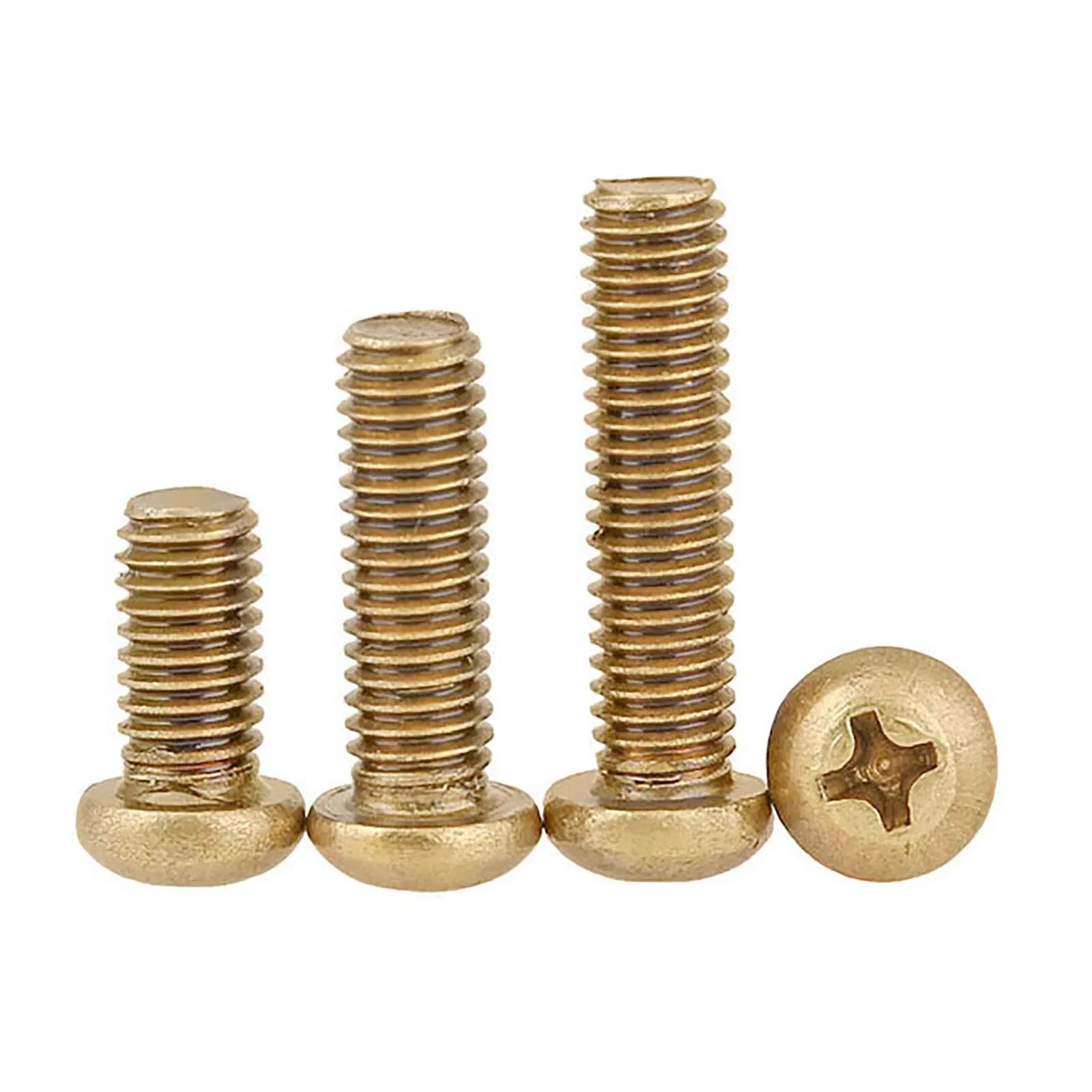M2 M2.5 M3 M4 Brass Pan Head Phillips Screws – DIN 7985, Fully Threaded (Length Under Head)