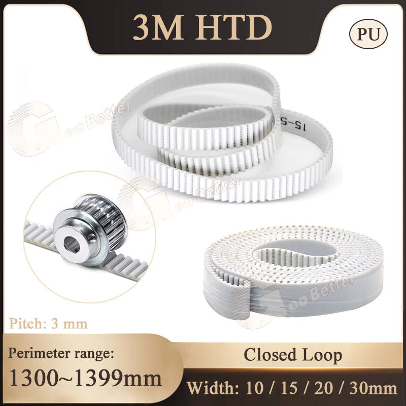 HTD 3M Timing Belt Closed Loop — PU Synchronous Drive Belt for CNC & 3D Printer Pulley