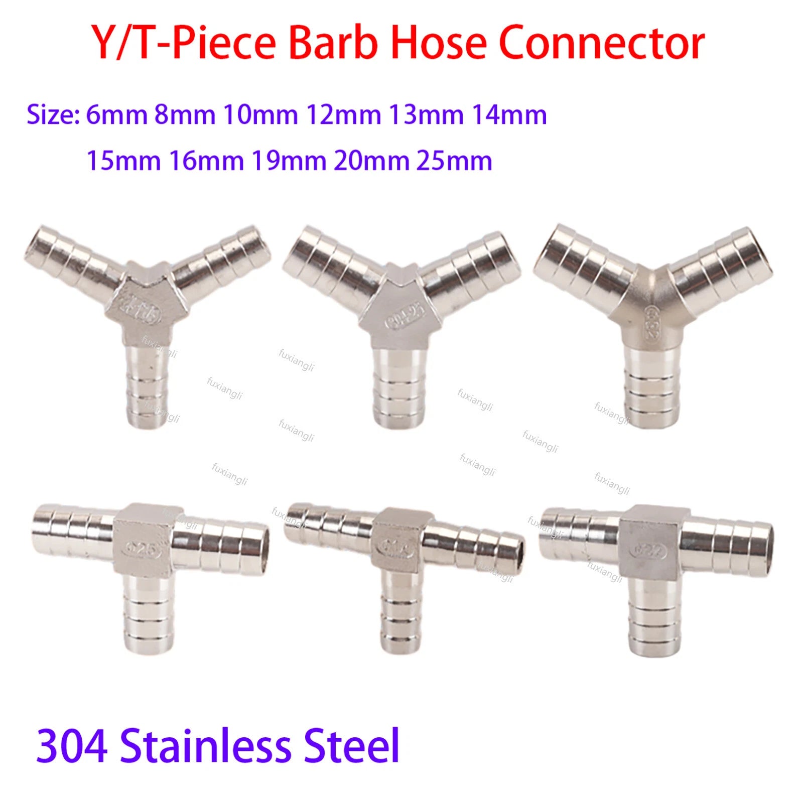 Stainless Steel Barbed Tee & Y Hose Fitting — T-Type & Y-Type, Φ6mm–Φ25mm
