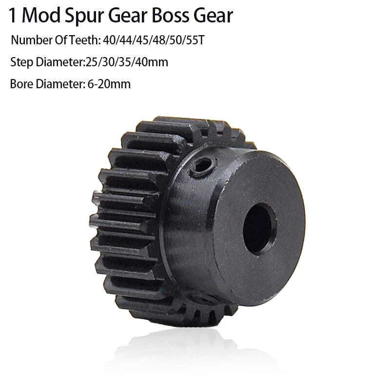 1 Mod Spur Gear 45# Steel Transmission Gear Teeth 40T~55T With Step Motor Gear