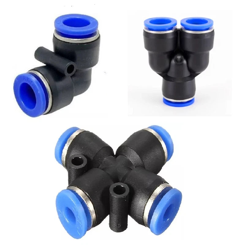 Nylon Pneumatic Push-fit Elbow Connector — Y-Shape, Cross & L-Shape | Air Line Tube Fitting