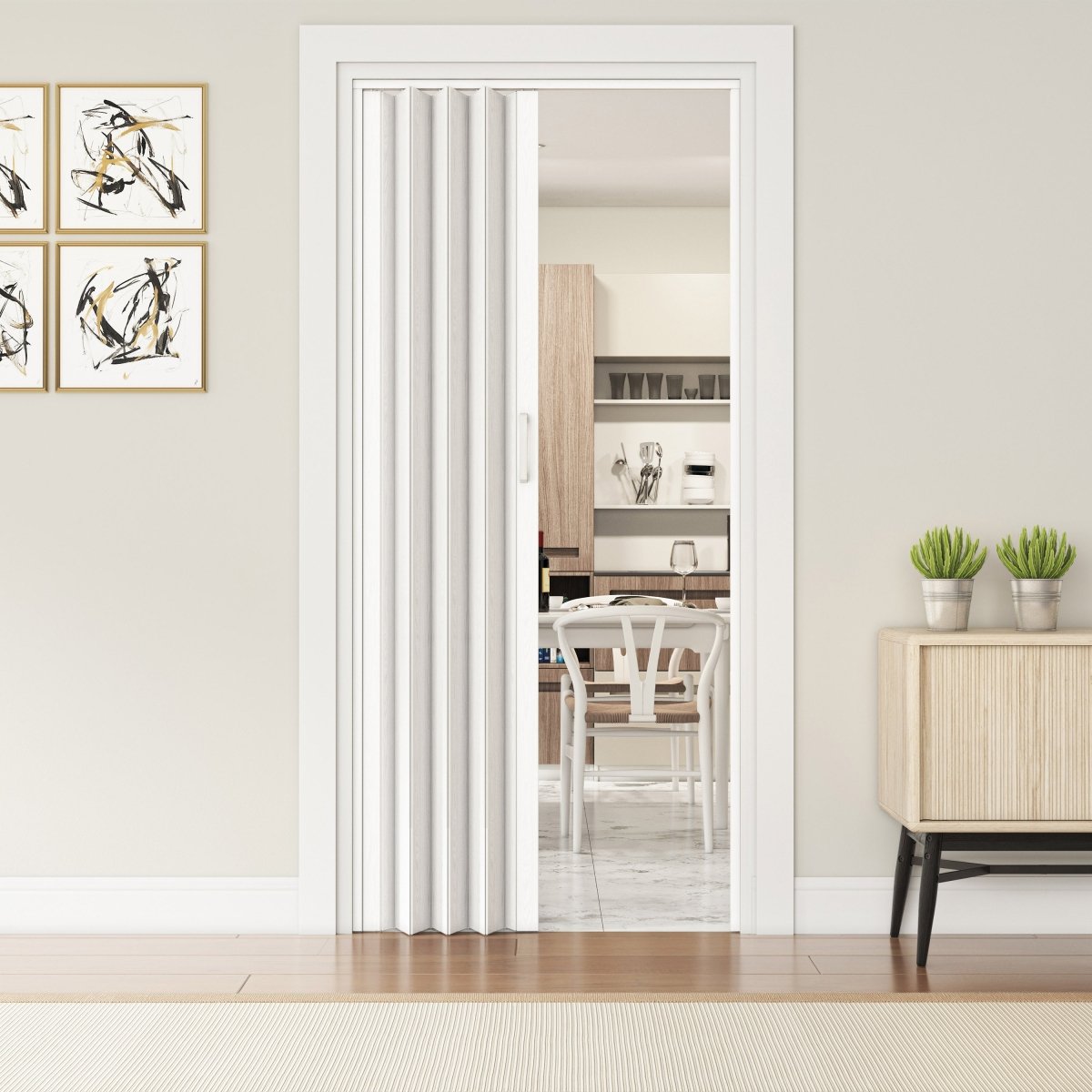 32" W Double Walled Foldable Heavy Duty Accordion Doors, White - HomeDIYer