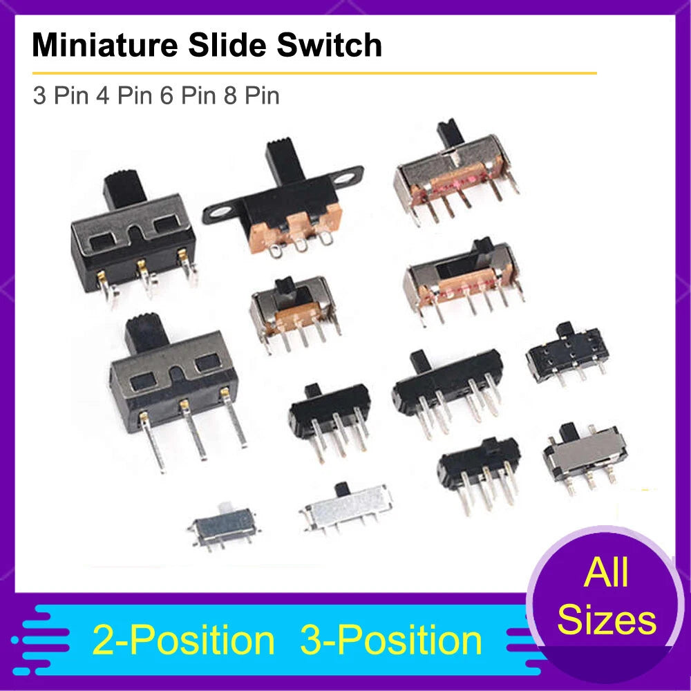 Miniature Slide Switch — 2P2T / 2P3T, 2 & 3 Position, SS/SK Series (G1.5–G6)