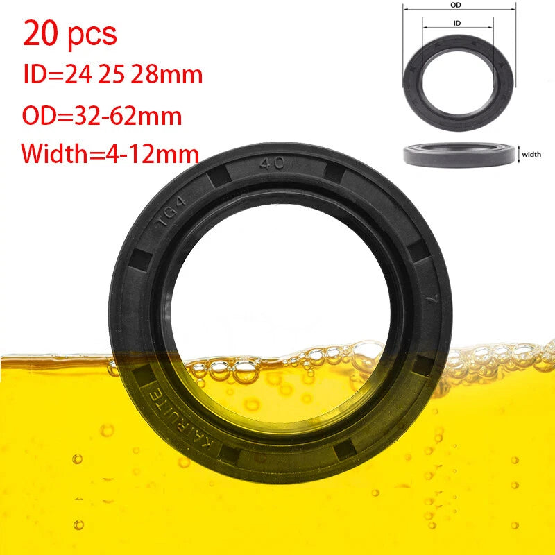 Metric TC Oil Seal Double Lip Grease Seal with Spring – 20 Pack, Choose Size