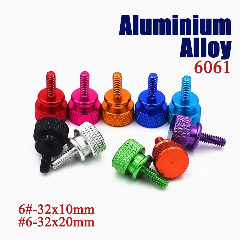 6 - 32 UNC Flat Head Knurled Thumb Screws – Aluminum Alloy, 10mm / 20mm Lengths - HomeDIYer