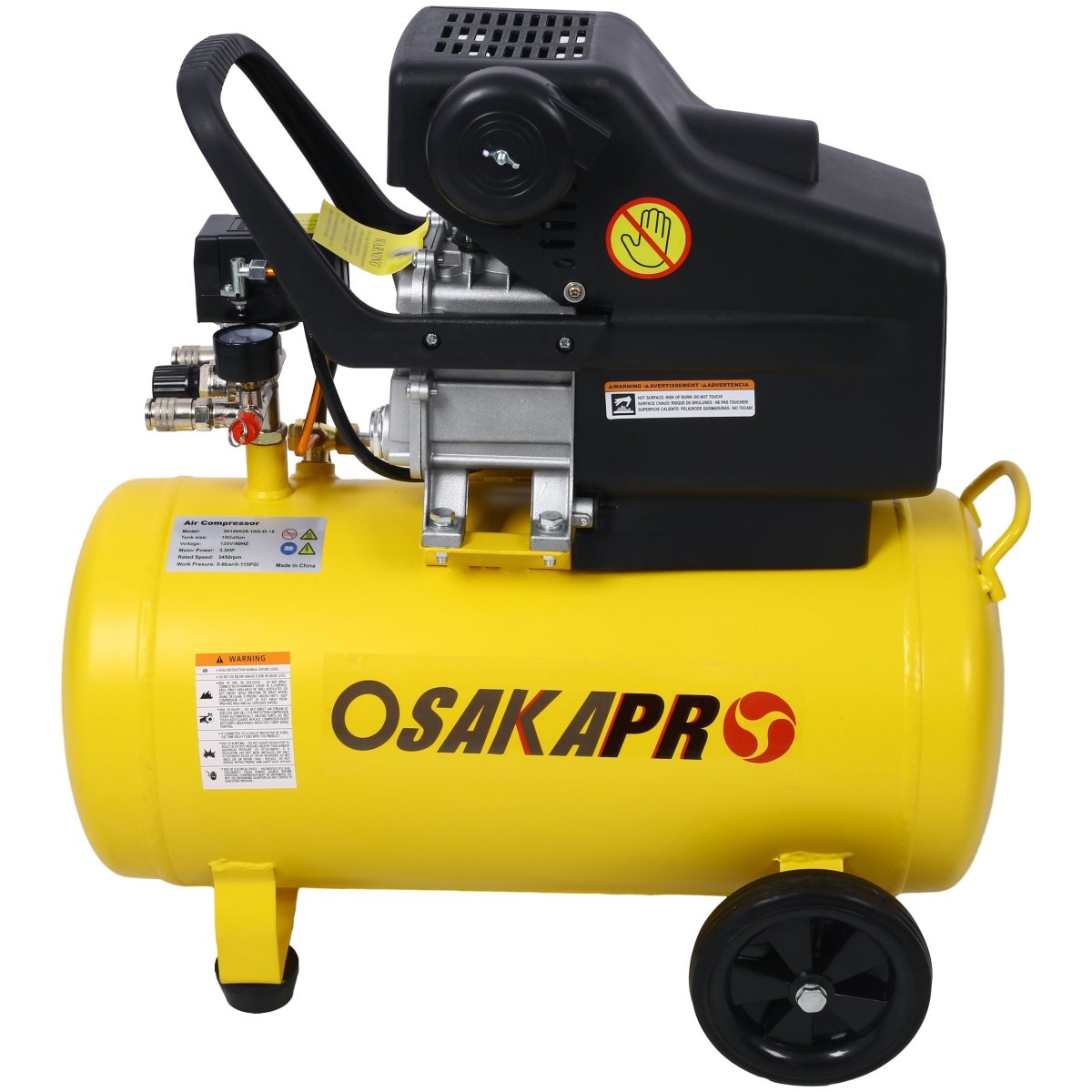3.5HP Portable 10 Gallons Oil - Lubricated Air Compressor Tank Ultra Quiet Horizontal Tank Adjustable Pressure with Built - in Wheel - HomeDIYer