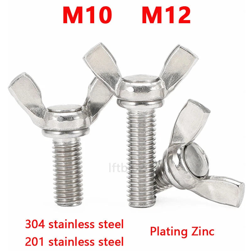 AN 265 Butterfly Wing Screws M10 M12 — Thumb Bolts in 304/201 Stainless Steel & Zinc