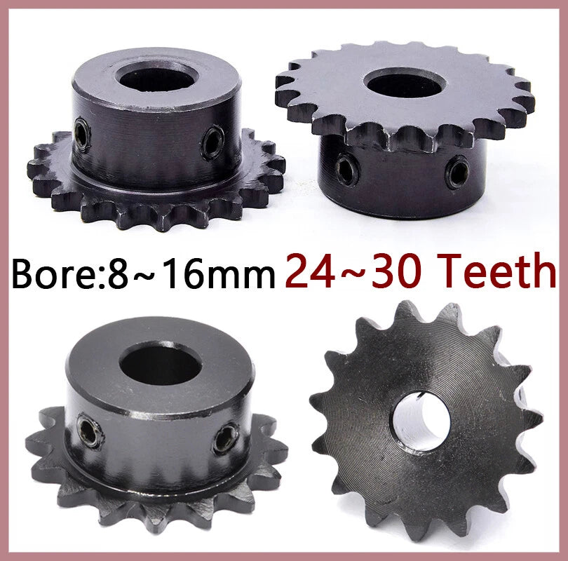 Roller Chain Sprocket 1/4" Transmission Sprockets 24~30 Teeth 45# Steel Blacken