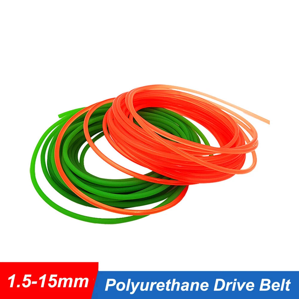 PU Round Drive Belt — Polyurethane Solid Round Belt 1.5mm–18mm, Green & Red