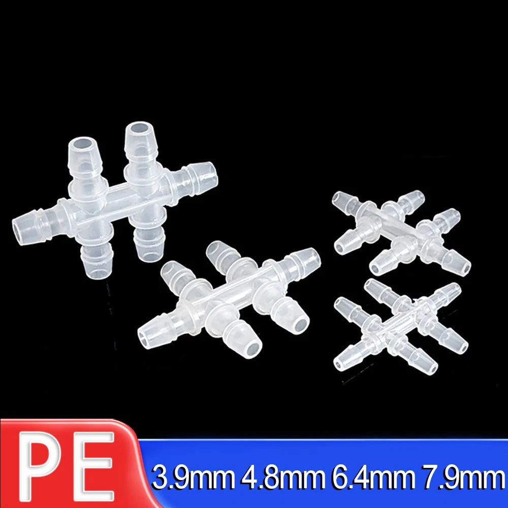 6-Way Plastic Barbed Hose Connector — Pipe Splitter Tubing Fitting (3.9mm–7.9mm)