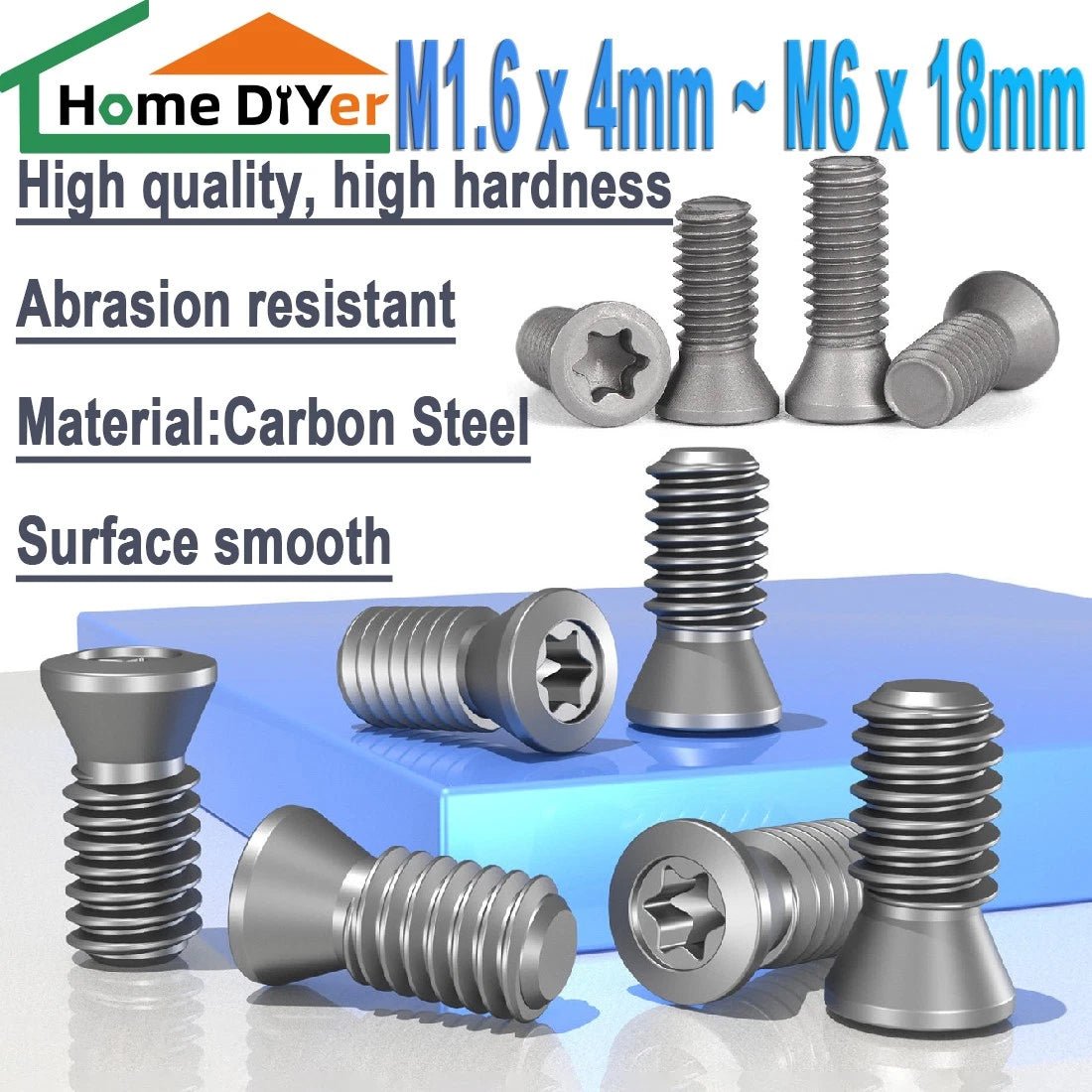 12.9 Grade Torx Flat Head Machine Screws — Carbon Steel, M1.6 to M6 - HomeDIYer