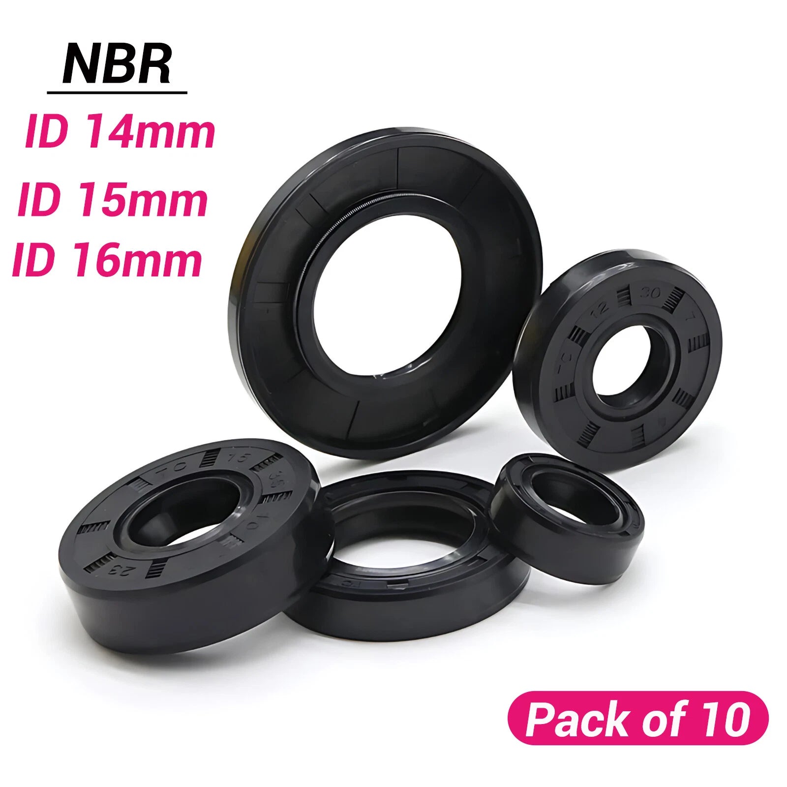 10PCS TC Oil Seal NBR Double Lip Rotary Shaft Seal — ID 14mm 15mm 16mm