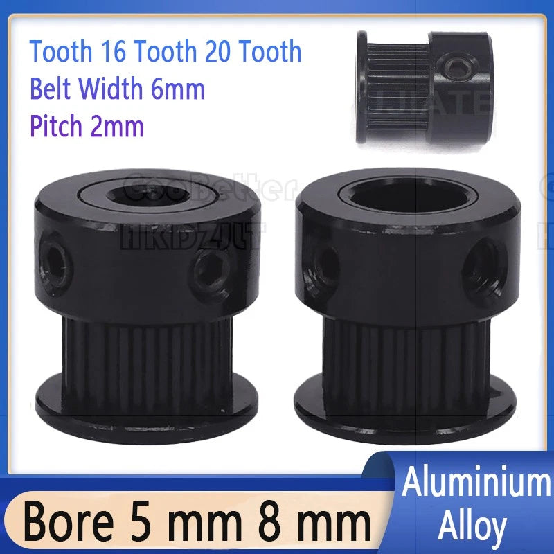 GT2 Timing Belt Pulley 16-20 Tooth Synchronous Wheel for 6mm Width Drive Belts