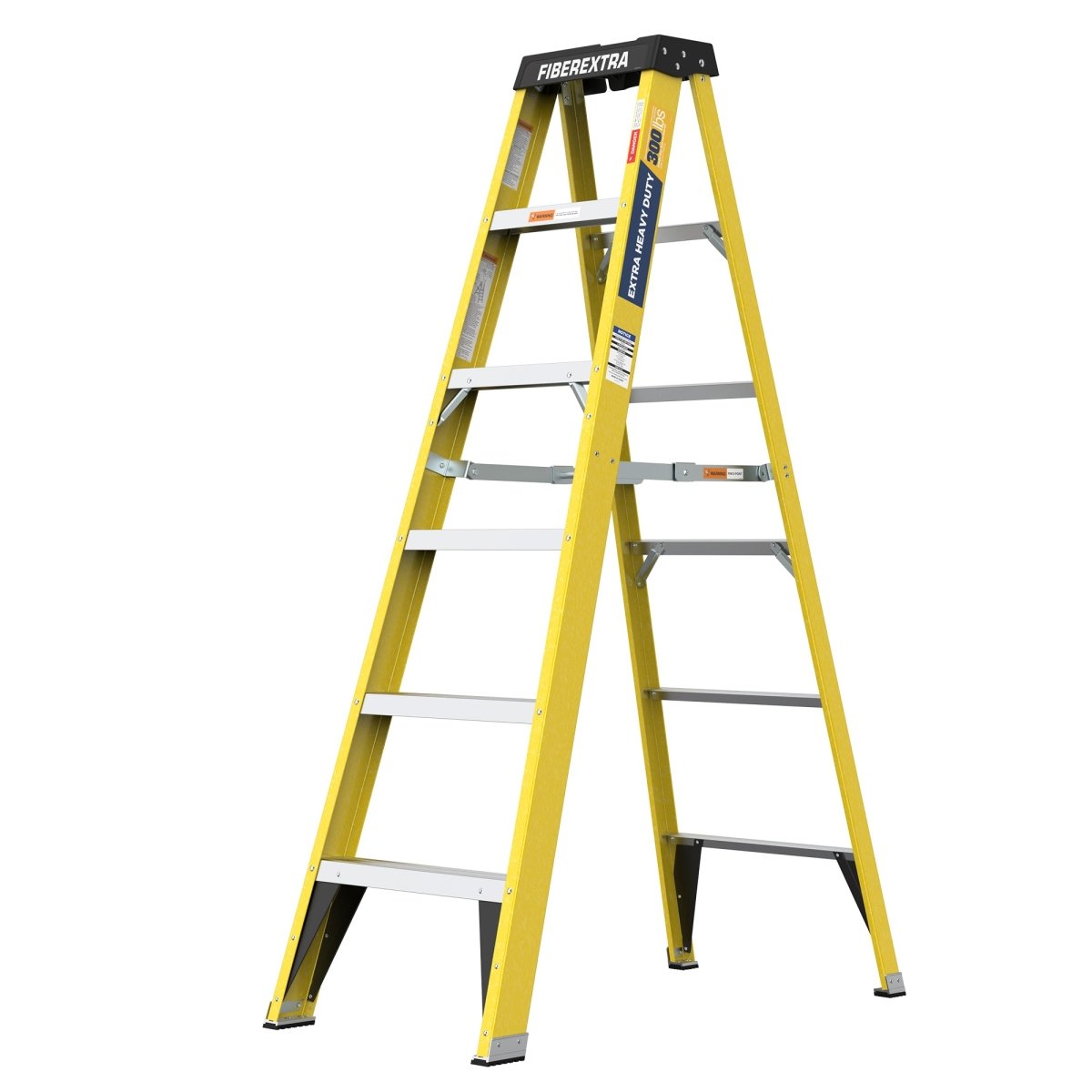 Fiberglass Step Ladder 6 - Step 300LBS Yellow - HomeDIYer
