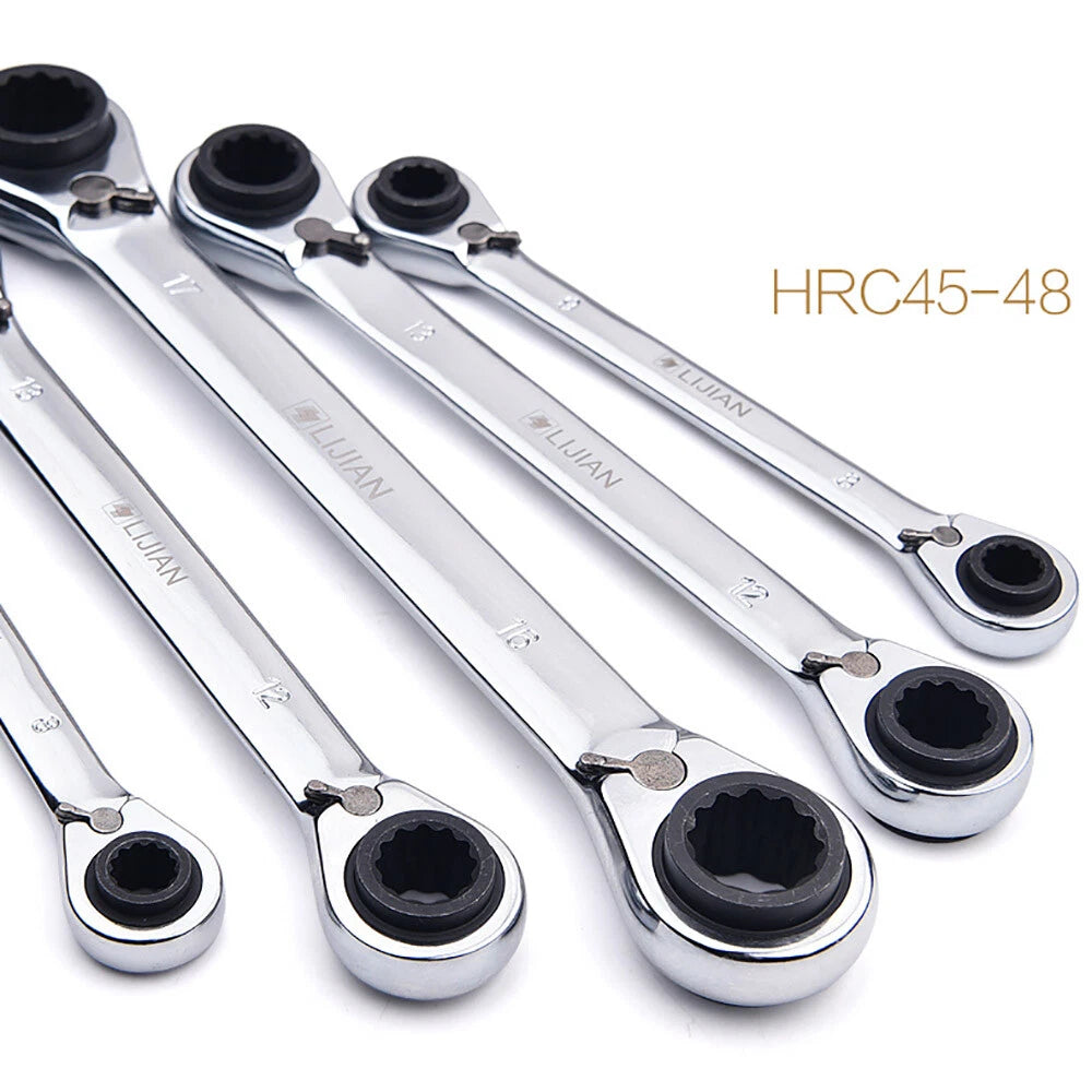 1× Four Sizes In One Ratchet Wrench 8-24mm Quick Spanner Wrench Auto Repair Tool