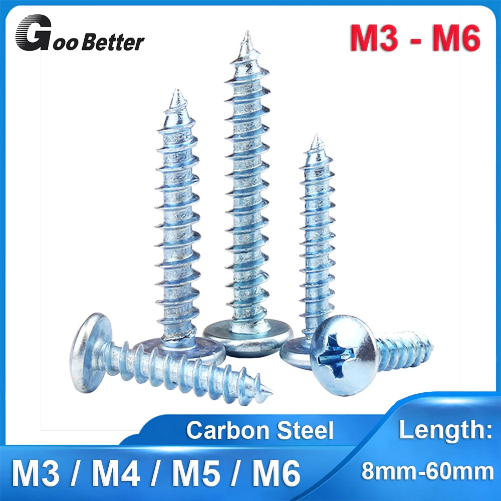 M3 M4 M5 M6 Pan Head Self Tapping Screws – Zinc Plated Carbon Steel