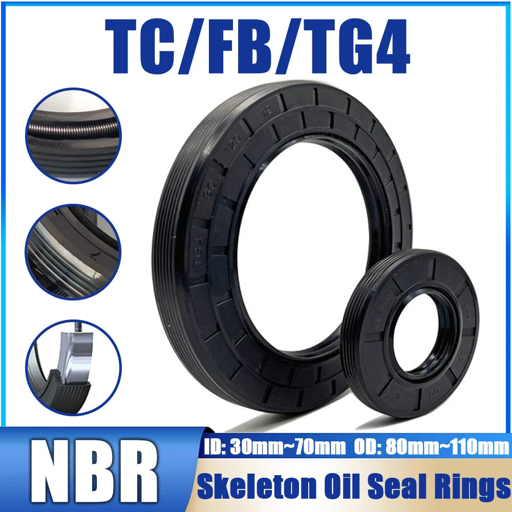 TC NBR Skeleton Oil Seal Rings Double Lip Sealing ID 30~70mm, for Rotation Shaft