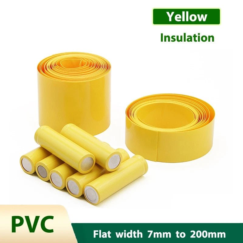 Yellow PVC Heat Shrink Tubing — 7mm to 200mm Flat Width, Battery & Wire Insulation Sleeve - HomeDIYer