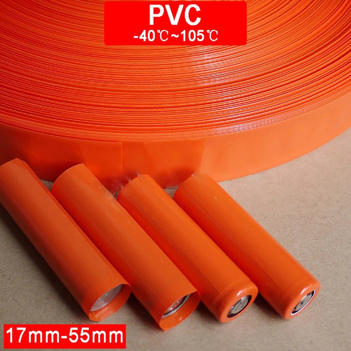 Orange - Red PVC Heat Shrink Tubing for RC Battery Packs — Flat Wide 17mm–55mm - HomeDIYer
