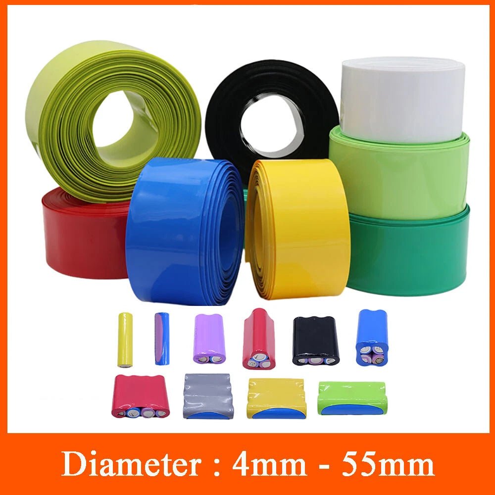 PVC Heat Shrink Tubing for Battery Wraps & Wire Insulation — 7mm to 85mm, 20+ Colors - HomeDIYer