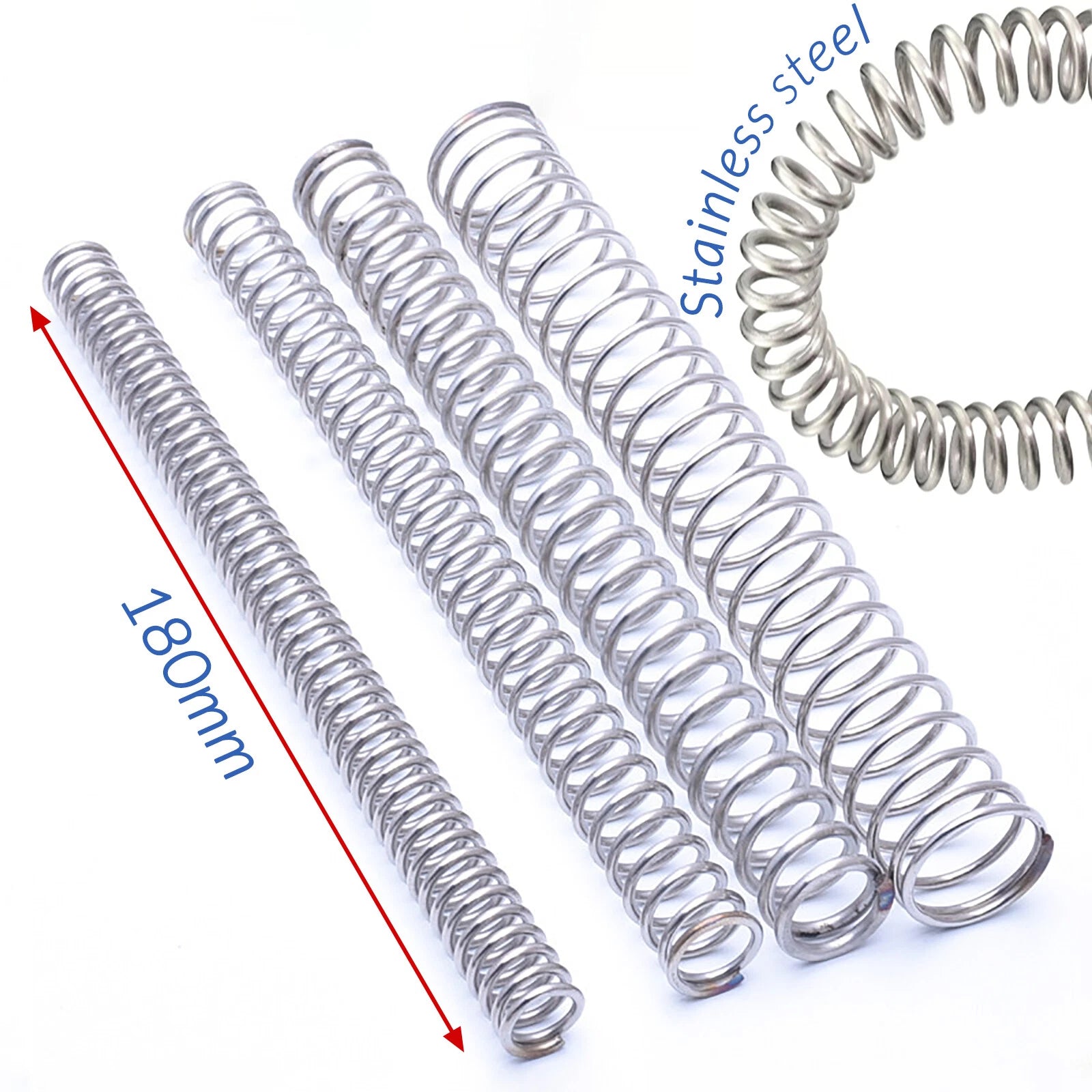Compression Stainless steel 0.3- 2mm Wire Dia Pressure Coil Springs Length 180mm