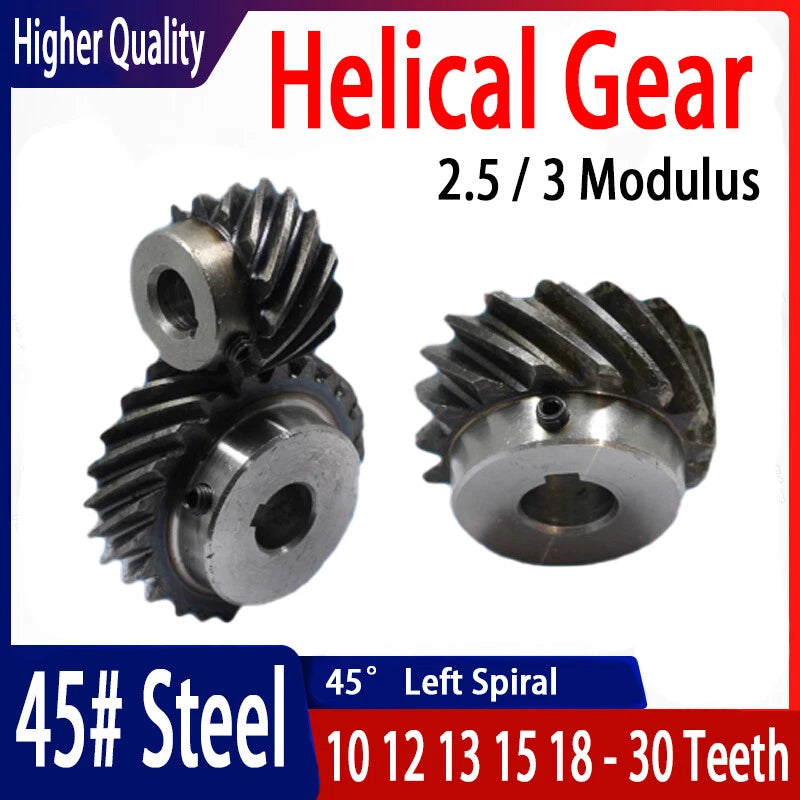 2.5 3 Mod Helical Gear With Step 45°Left Spiral Motor Transmission Gear 45#Steel