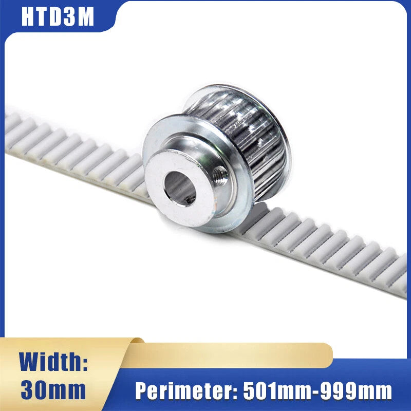 HTD3M Timing Belt 30mm Wide – Polyurethane Steel Wire Reinforced, 501–999mm Perimeter