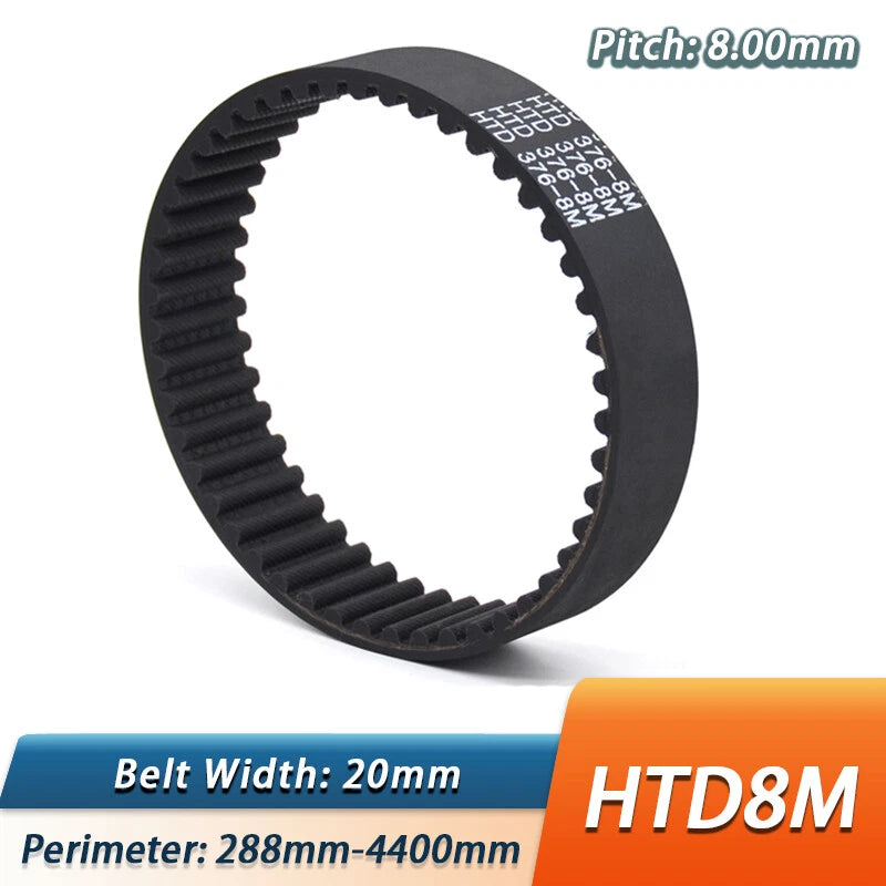 HTD8M Closed Loop Timing Belt – 20mm Wide, 288–4400mm Perimeter