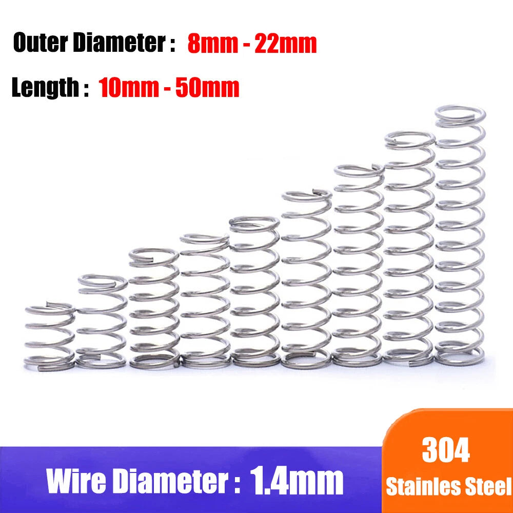 1.4mm Wire Diameter 304 Stainles Steel Compression Spring Pressure Small Spring