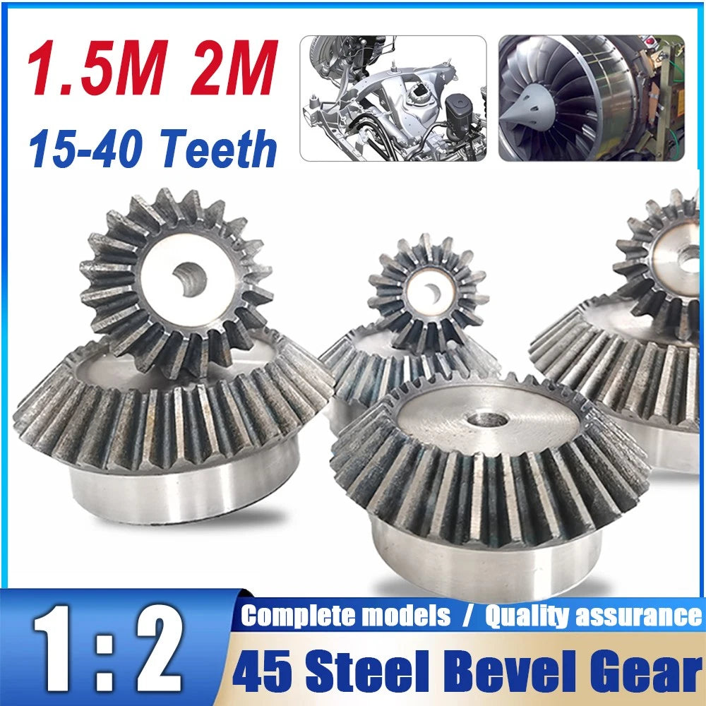 1.5M 2M Bevel Gear 15 - 40 Teeth 1:2 90° Meshing Angle Drive Gears Bundle Sales