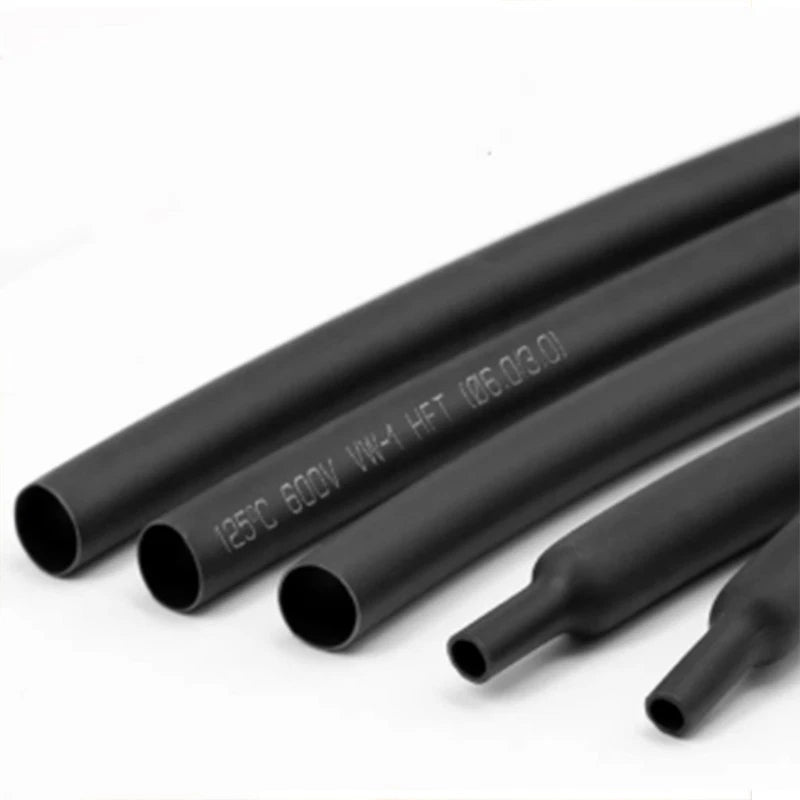 Black Heat Shrink Tubing 2:1 Ratio — 0.8mm to 210mm, Cut to Length