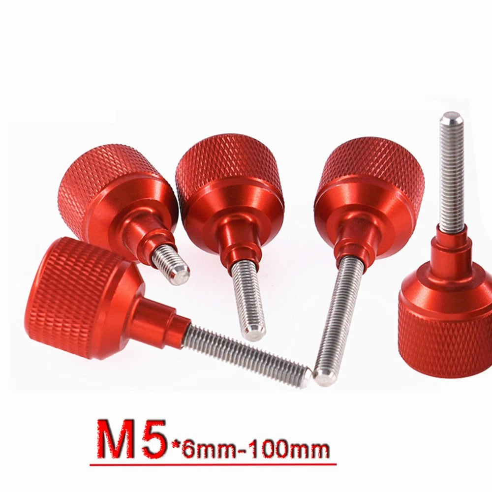 Aluminium + Stainless steel Knurled Thumb Screws M5 Thumbscrew Bolt 6-100mm Long