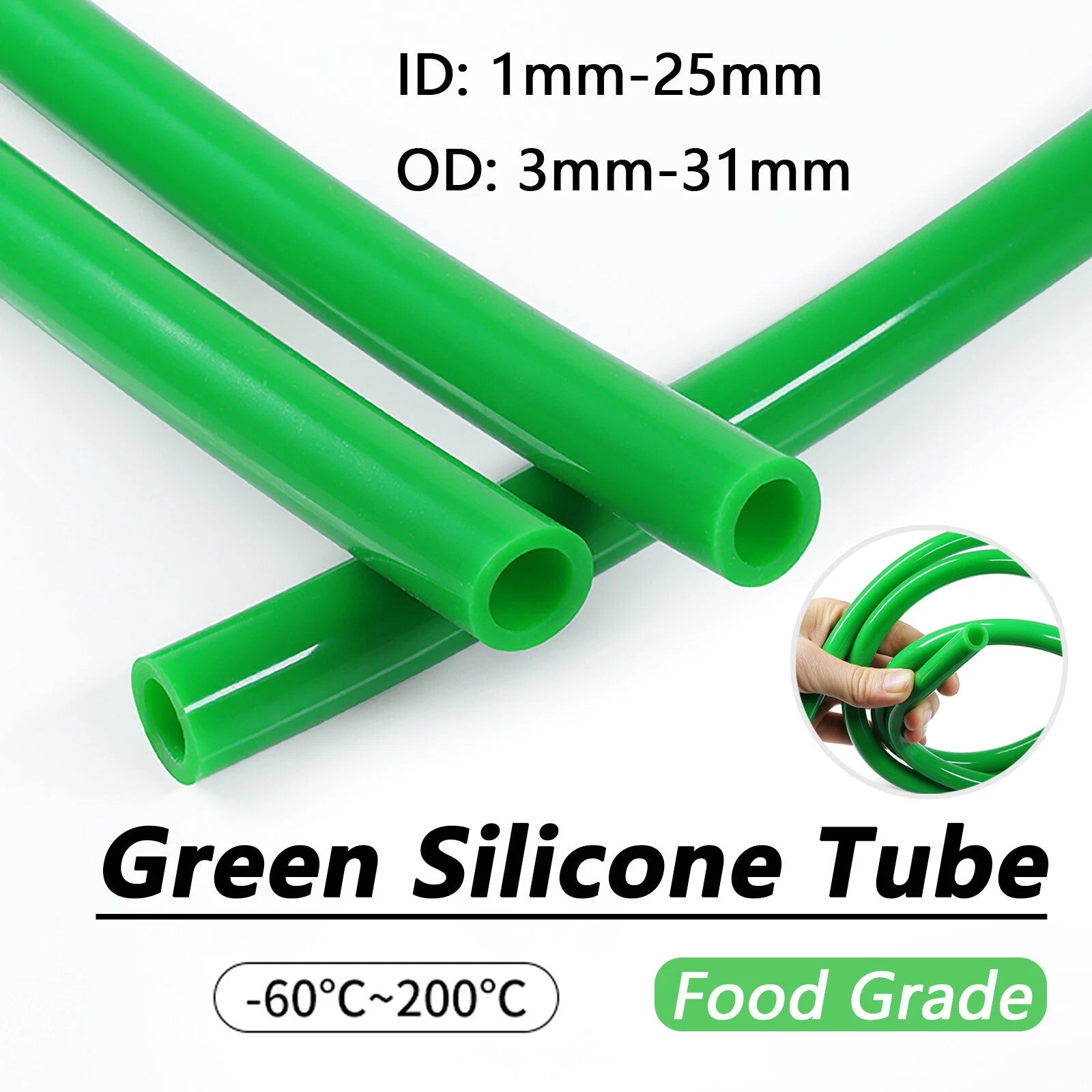 Food Grade Silicone Tube – Flexible Rubber Hose Pipe, ID 1mm–25mm, OD 3mm–31mm