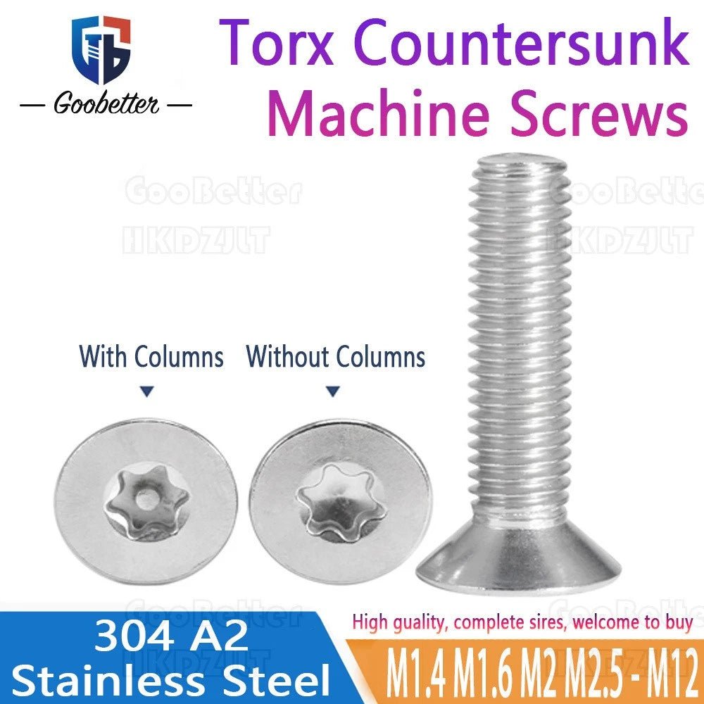 Tamper‑Proof Torx Countersunk Machine Screws – A2 Stainless Steel, M1.4 to M12 (Security Torx) - HomeDIYer