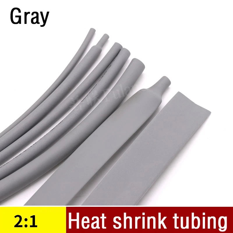 2:1 Heat Shrink Tubing – Gray, φ1mm to φ50mm, 1m / 5m / 10m Lengths
