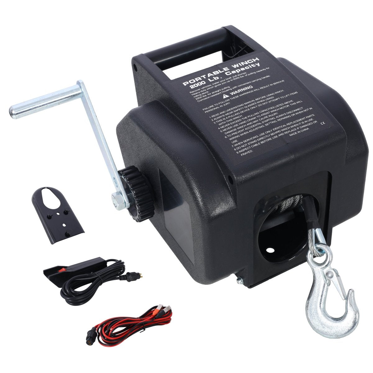 12v Trailer Winch,Reversible Electric Winch, for Boats up to 5000 lbs, Galvanized Wire Rope, Rapid Mount, Handheld Remote,power in and manual out.black plastic casing - HomeDIYer
