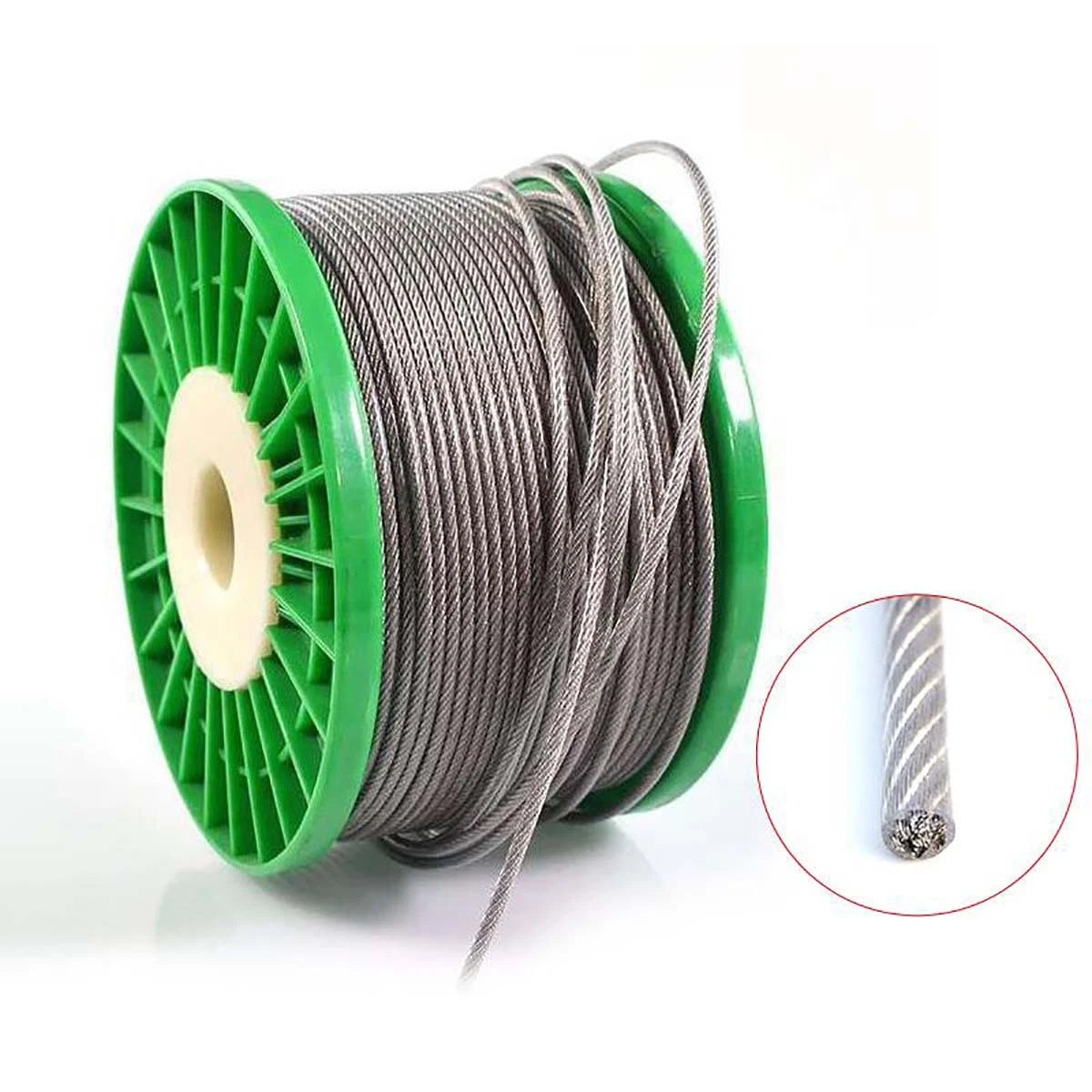 A2 Stainless Steel Wire Rope Metal Cable Rigging Clear PVC Coated 7x7 0.6 - 4mm
