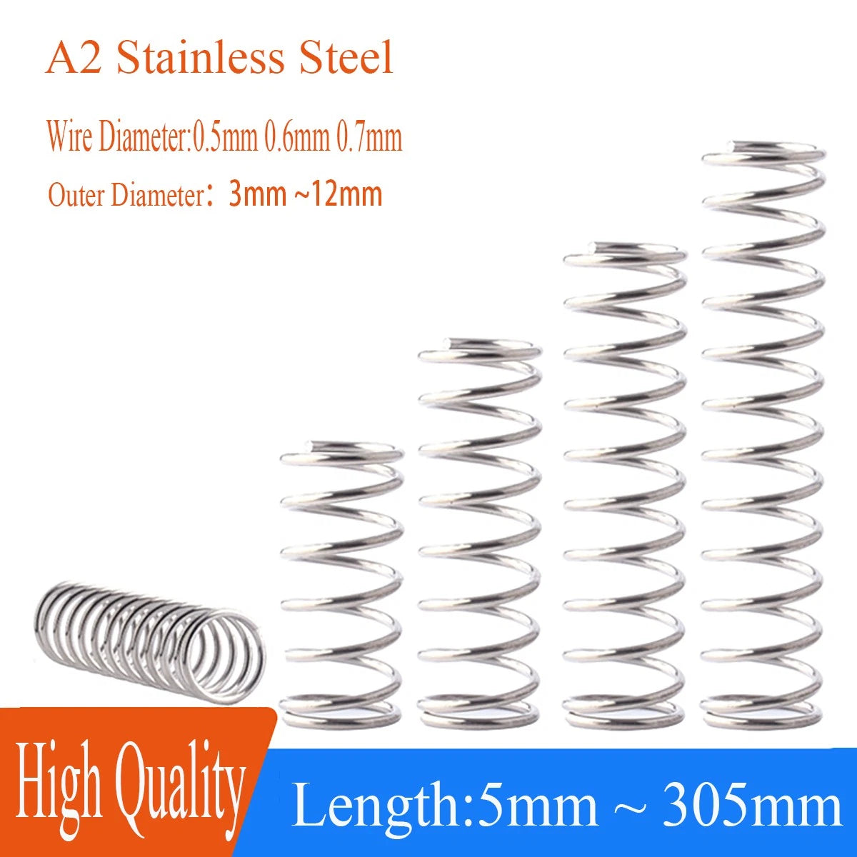 Wire Dia 0.5mm 0.6mm 0.7mm Compression Springs Stainless Small Pressure Spring