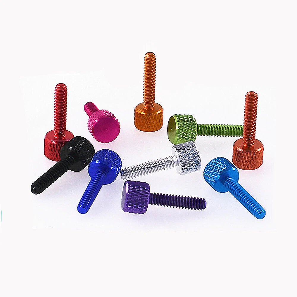 Aluminum Knurled Thumb Screws 6 - 32 × 16mm – Flat Head Set Screws in 10 Colors for DIY, Electronics & Panel Fastening - HomeDIYer