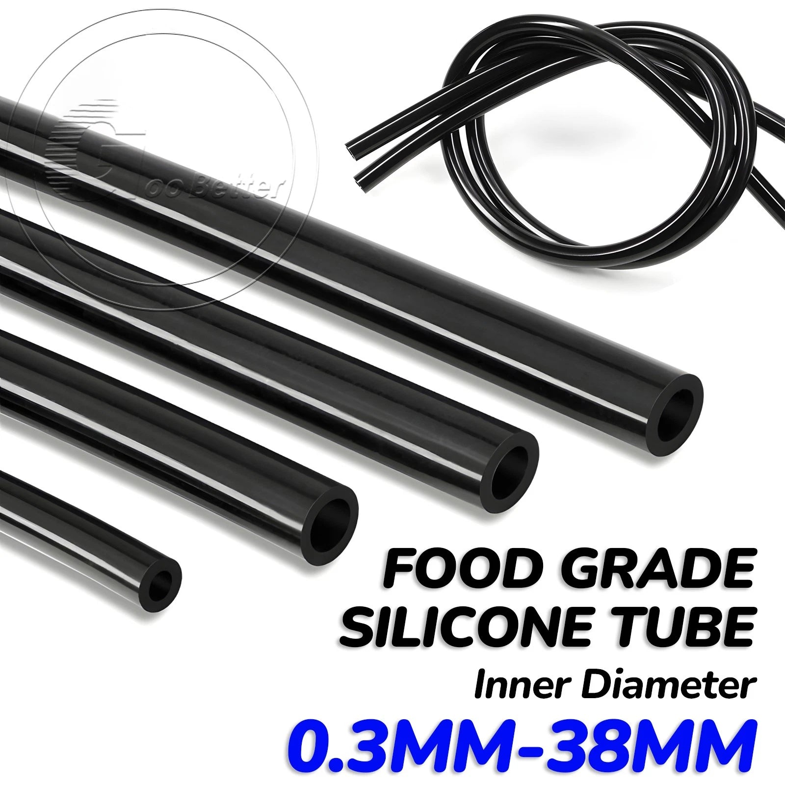 Black Silicone Tube Hose Pipe Food Grade Soft Rubber Flexible Tubing 0.3mm-38mm