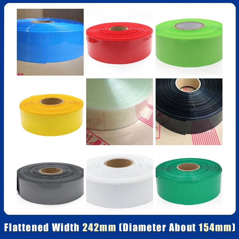 PVC Heat Shrink Tubing 242mm Flat Width — Battery Sleeve Insulation Protection