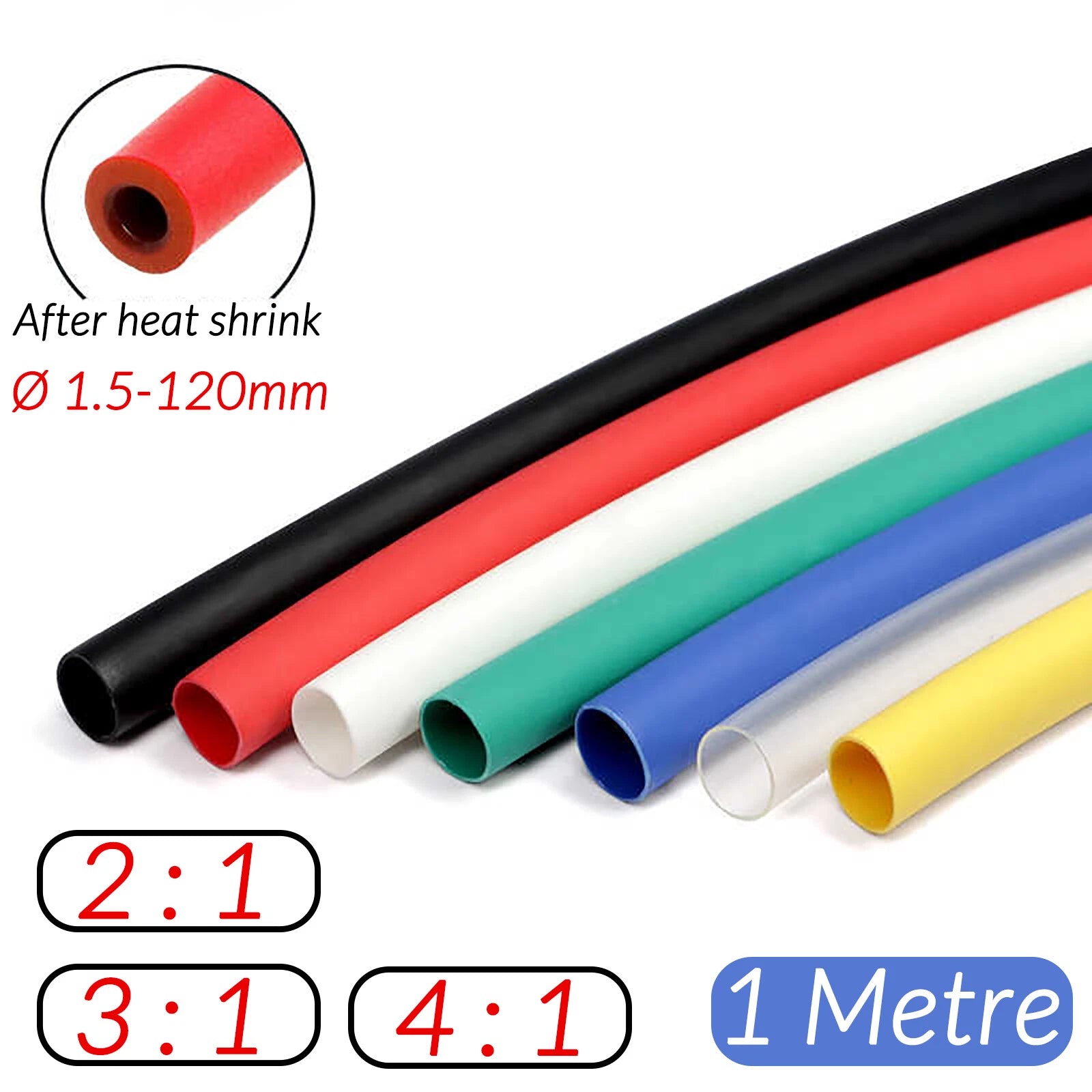 Heat Shrink Tubing 2:1 3:1 4:1 — All Sizes & Colors | Electrical Wire Sleeving