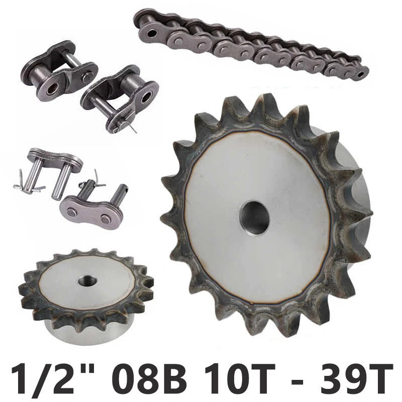 #40 Roller Chain Sprocket 10T - 39T Tooth 1/2" Pitch 12.7mm Chain Link C45 Steel