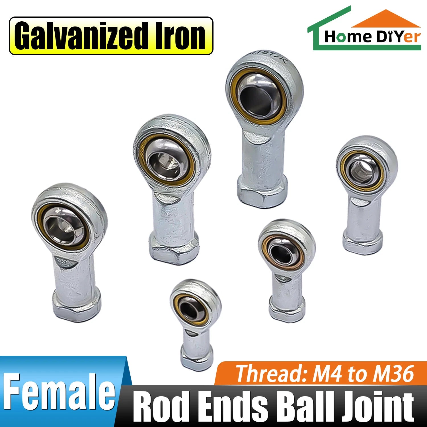 Female Series Rod End Bearings Fish Eye Bearing Joint M4 - M36 Right Hand Thread