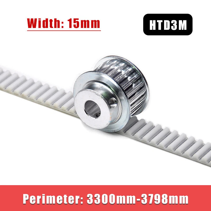 HTD3M Timing Belt 15mm Wide | PU Steel Wire | Perimeter 3300–3798mm